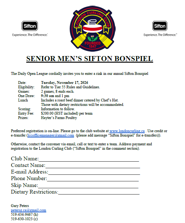 Senior Men's Sifton Bonspiel 2026